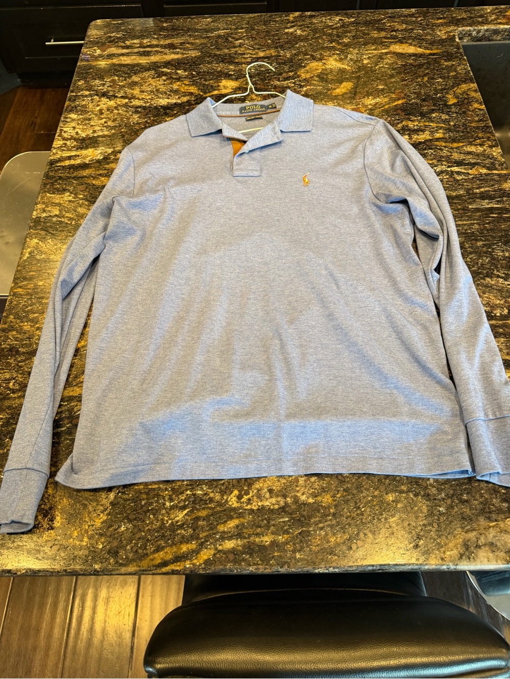 Ralph Lauren Long-Sleeve Polo Shirt - Light Blue Pima Soft Touch M